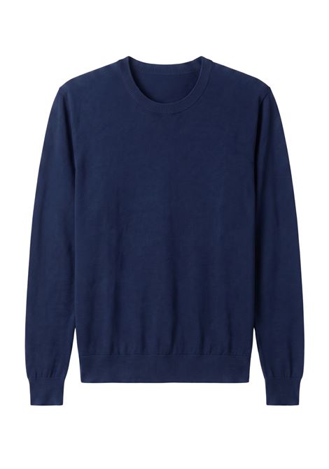 Paolo Pecora Navy Blue Crew Neck Sweater in Silk and Cotton PAOLO PECORA |  | A002 F2006685